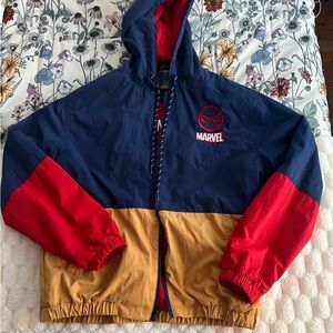 Marvel Men's Colorblock Windbreaker - Navy, Red, and Tan